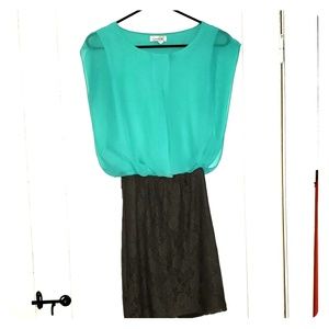 Mint and dark gray dress